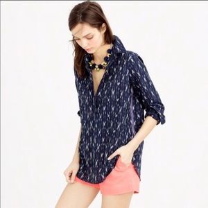 J.Crew Ikat Metallic Stripe Popover Size 2